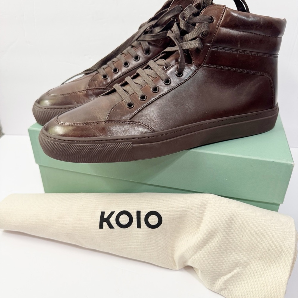 KOIO Men's Dark Brown Leather Sneakers Primo size 47/14